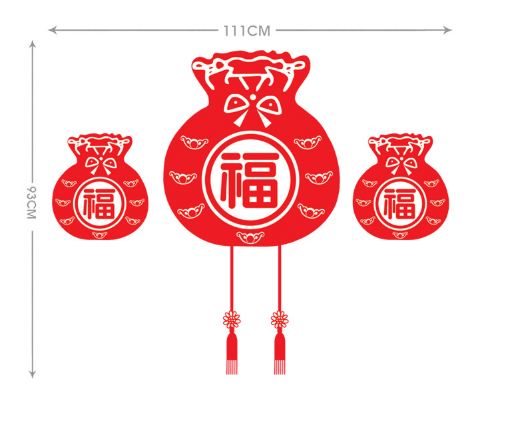 Decal tết ba túi tiền đỏ may mắn 2